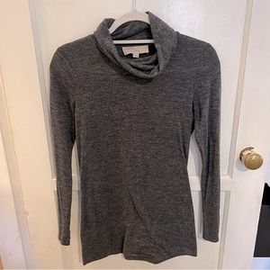 Loft soft turtleneck tunic - blue grey color with detailed button sleeves